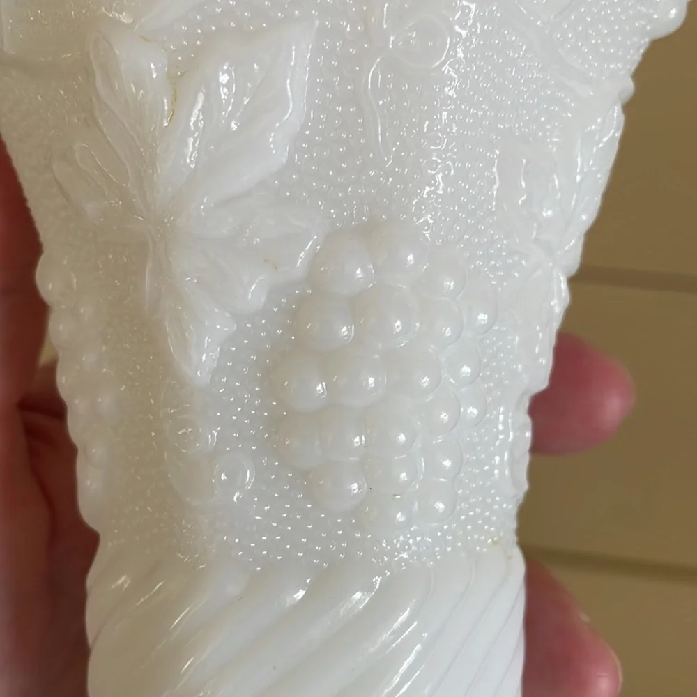 Anchor Hocking Milk Glass Pedestal Vase Vintage
